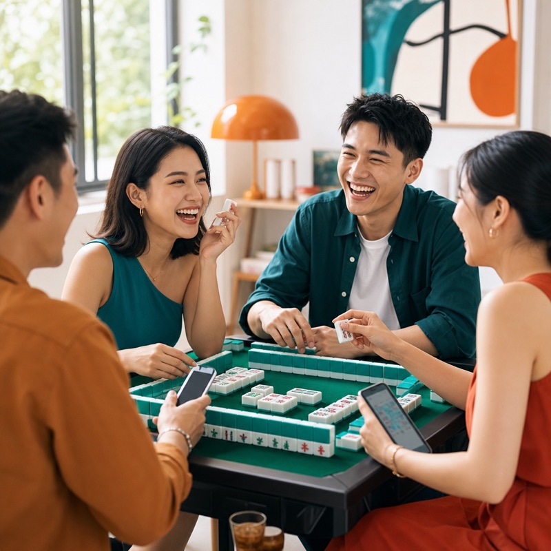 朋友围坐打牌聚会